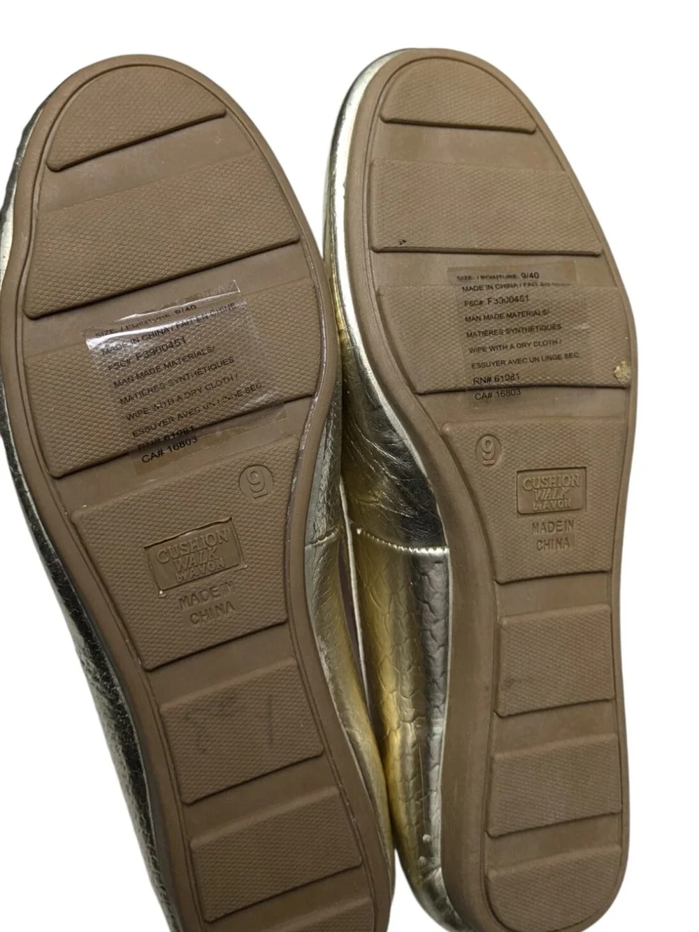 Avon Cushion Walk Gold Loafers Slip On Shoes 9